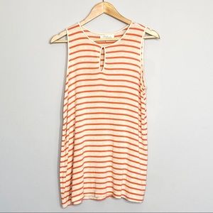 OLIVE&OAK casual striped keyhole tank top Sz MD